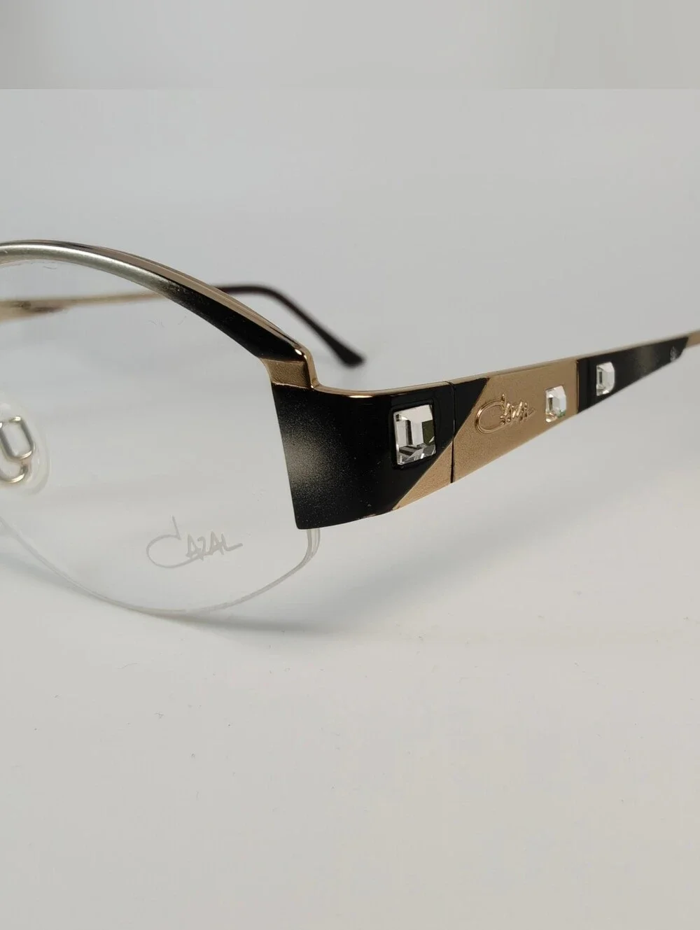 Cazal. Gold and Black Semi-Rimless Women’s Eyeglasses. Germany